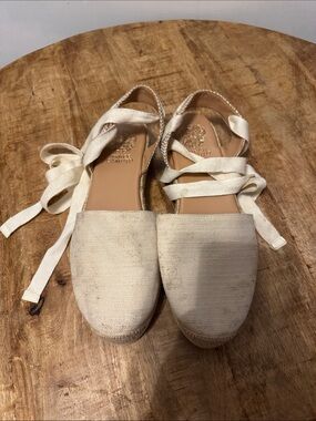 Women's Cream Espadrille Lace-Up Flats size 10